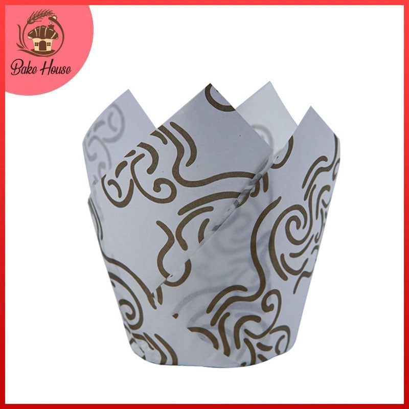 Designed Tulip Cupcake Liner White 50 Pcs Bake House The Baking