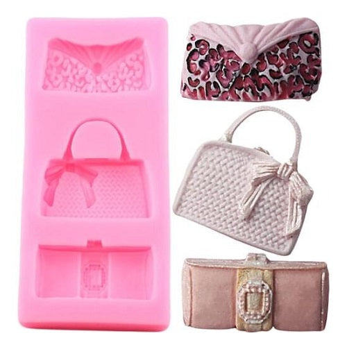 Designer Handbag Clutch Silicone Fondant & Chocolate Mold 3 Cavity