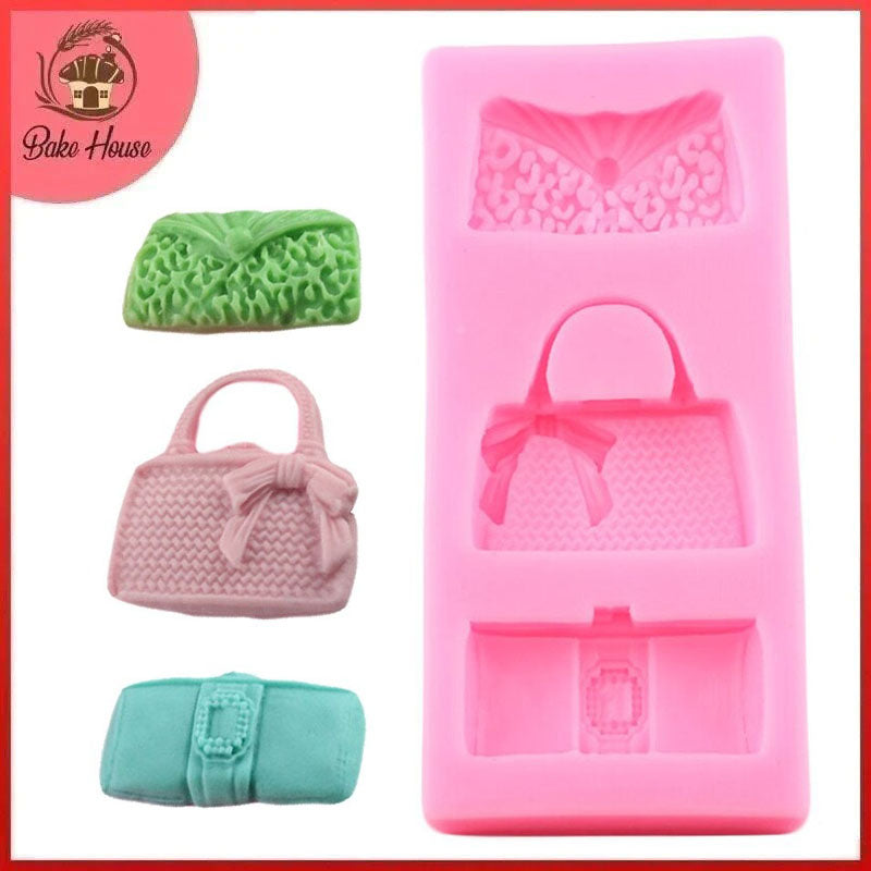 Designer Handbag Clutch Silicone Fondant & Chocolate Mold 3 Cavity