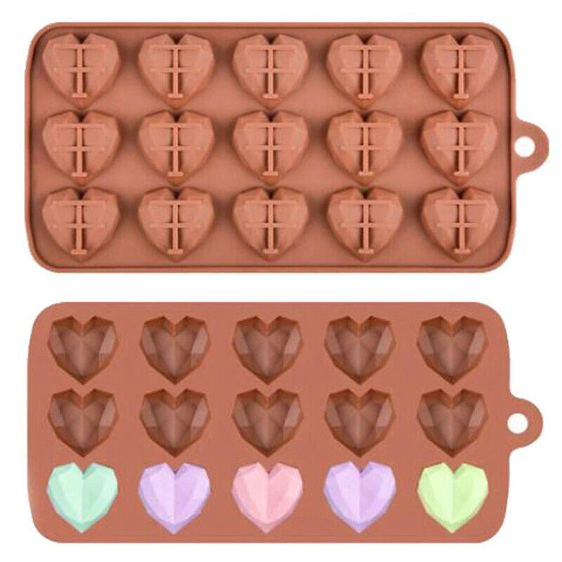 Diamond Heart Silicone Chocolate Mold 15 Cavity