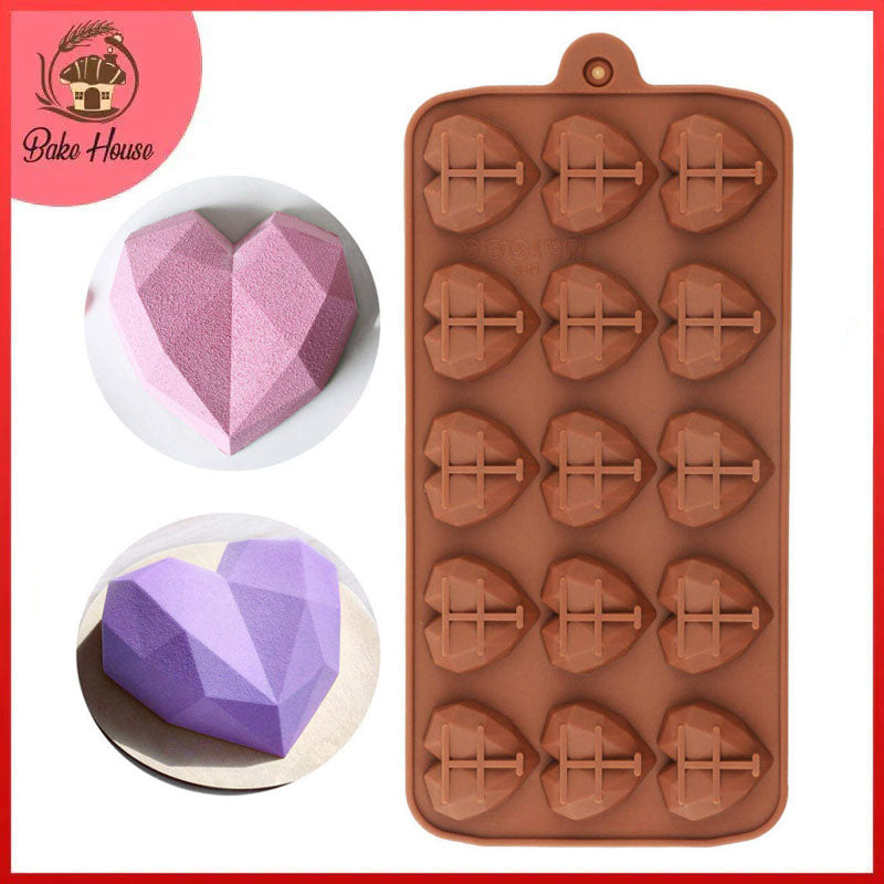 Diamond Heart Silicone Chocolate Mold 15 Cavity