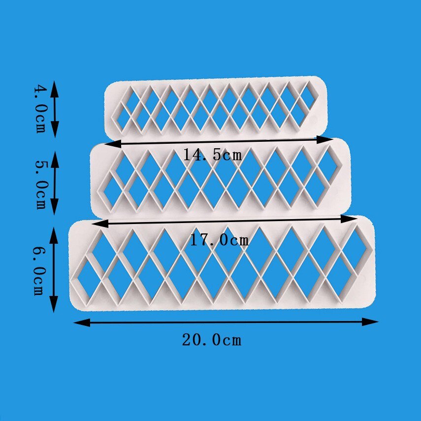 Diamond Shape Geometric Multi Fondant Cake Cutter 3Pcs Set