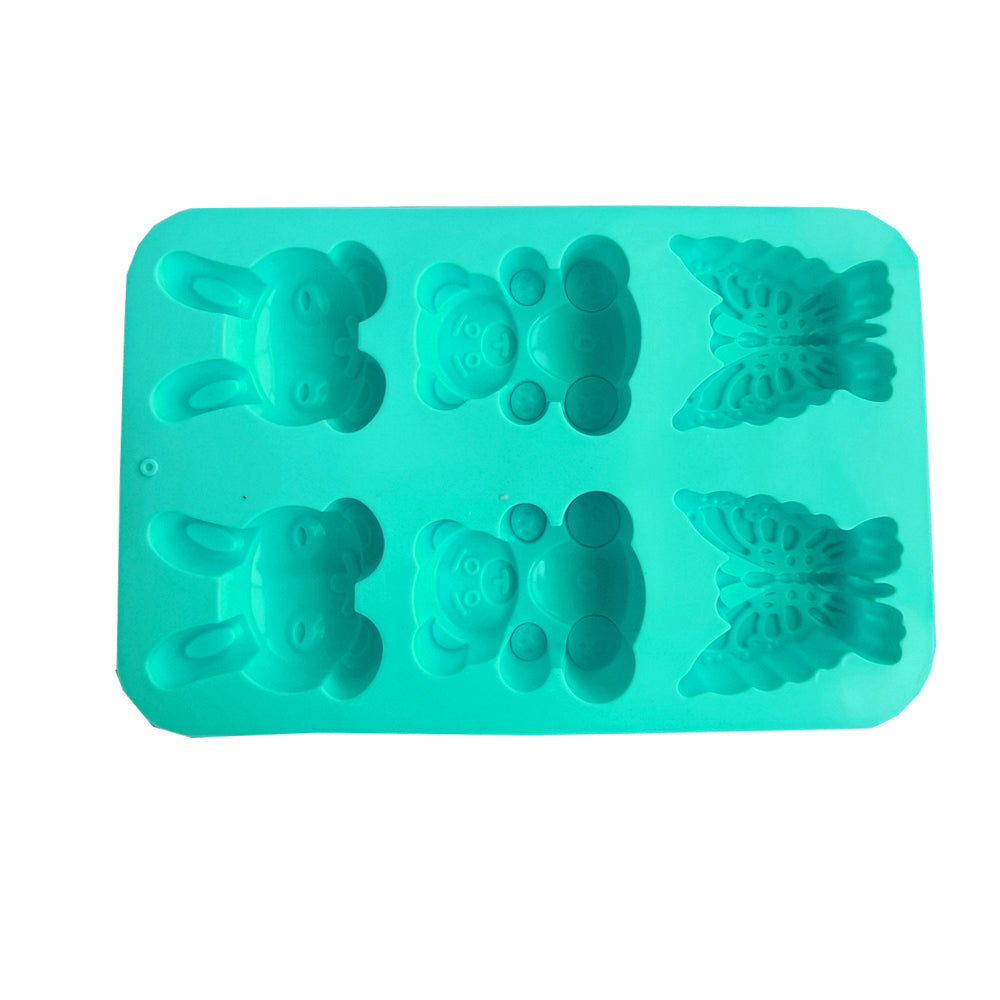 Rabbit, Butterfly & Bear Silicone Mold 6 Cavity