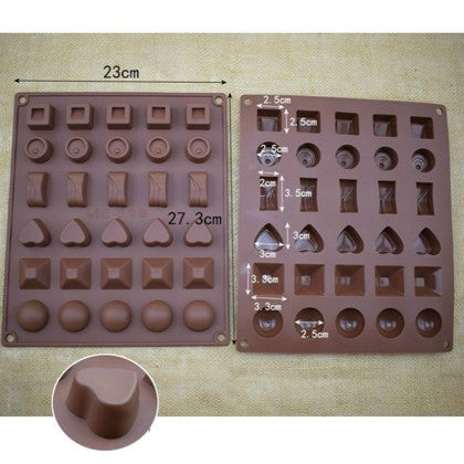 Different Shapes Silicone Chocolate Mold 30 Cavity