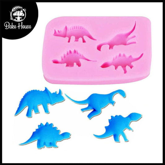 Dinosaur Silicone Fondant & Chocolate Mold 4 Cavity