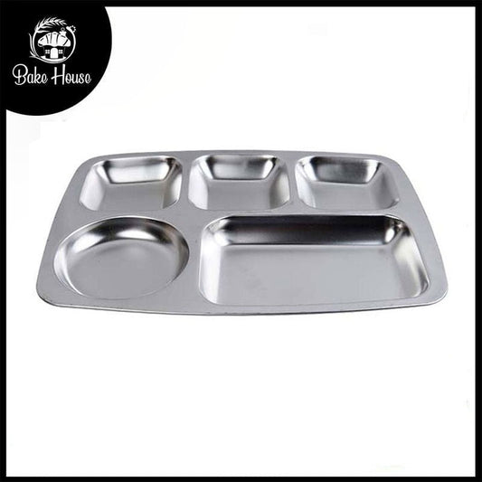 Divided Food Serving Tray Stainless Steel 10.5 X 14 inch