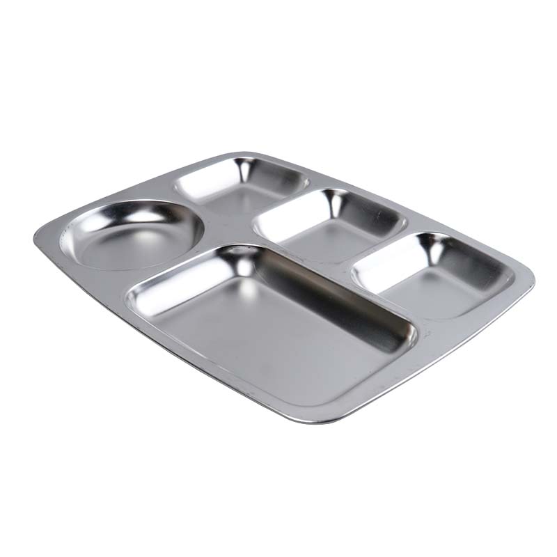 Divided Food Serving Tray Stainless Steel 10.5 X 14 inch