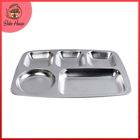 Divided Food Serving Tray Stainless Steel 10.5 X 14 inch