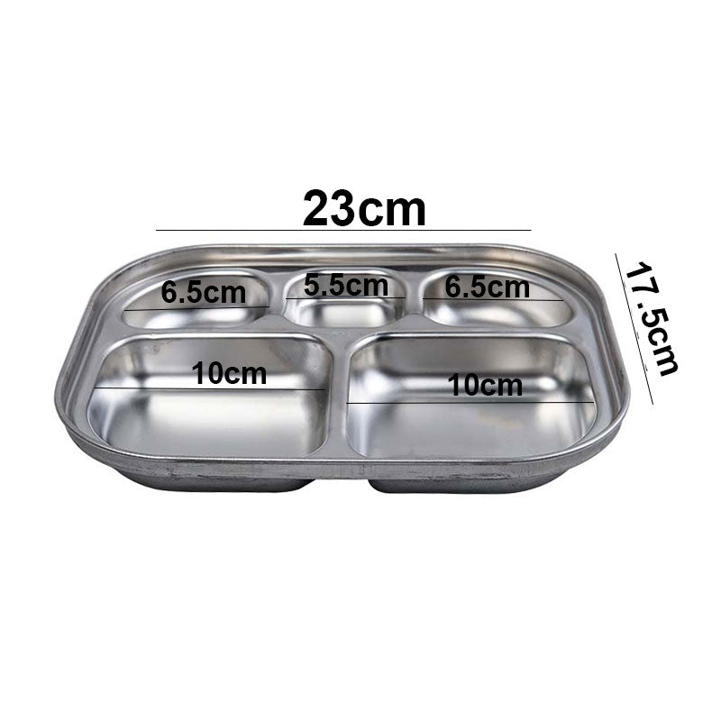 Divided Food Serving Tray Stainless Steel 7 X 9 inch