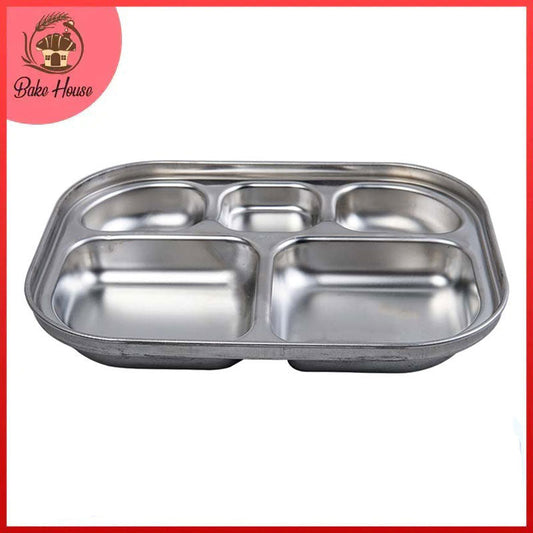 Divided Food Serving Tray Stainless Steel 7 X 9 inch
