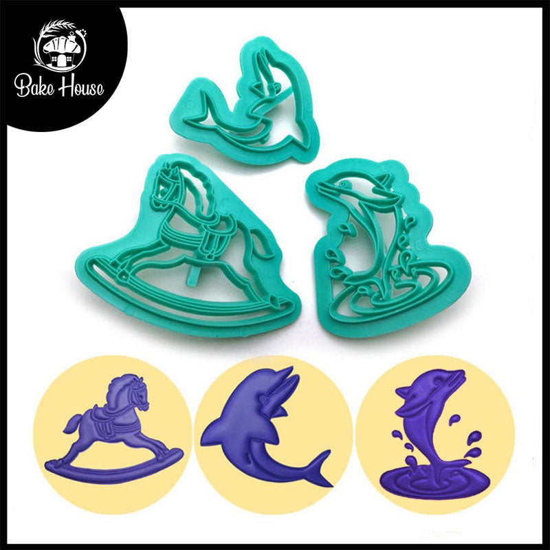 Dolphin & Rocking Horse Fondant Cutter 3Pcs Set