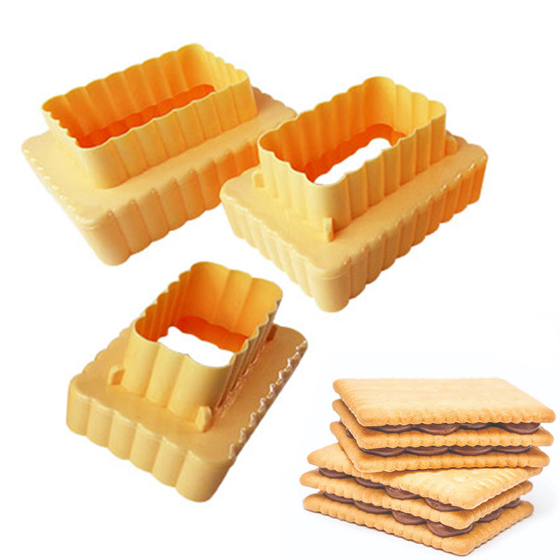 Double Sided Cookie Cutter 3Pcs Set Plastic Rectangle