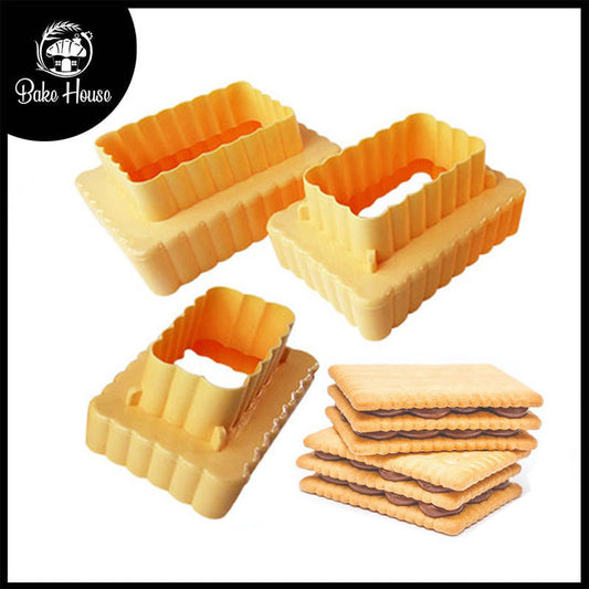 Double Sided Cookie Cutter 3Pcs Set Plastic Rectangle