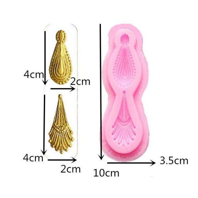 Earring Silicone Fondant Mold 2 Cavity