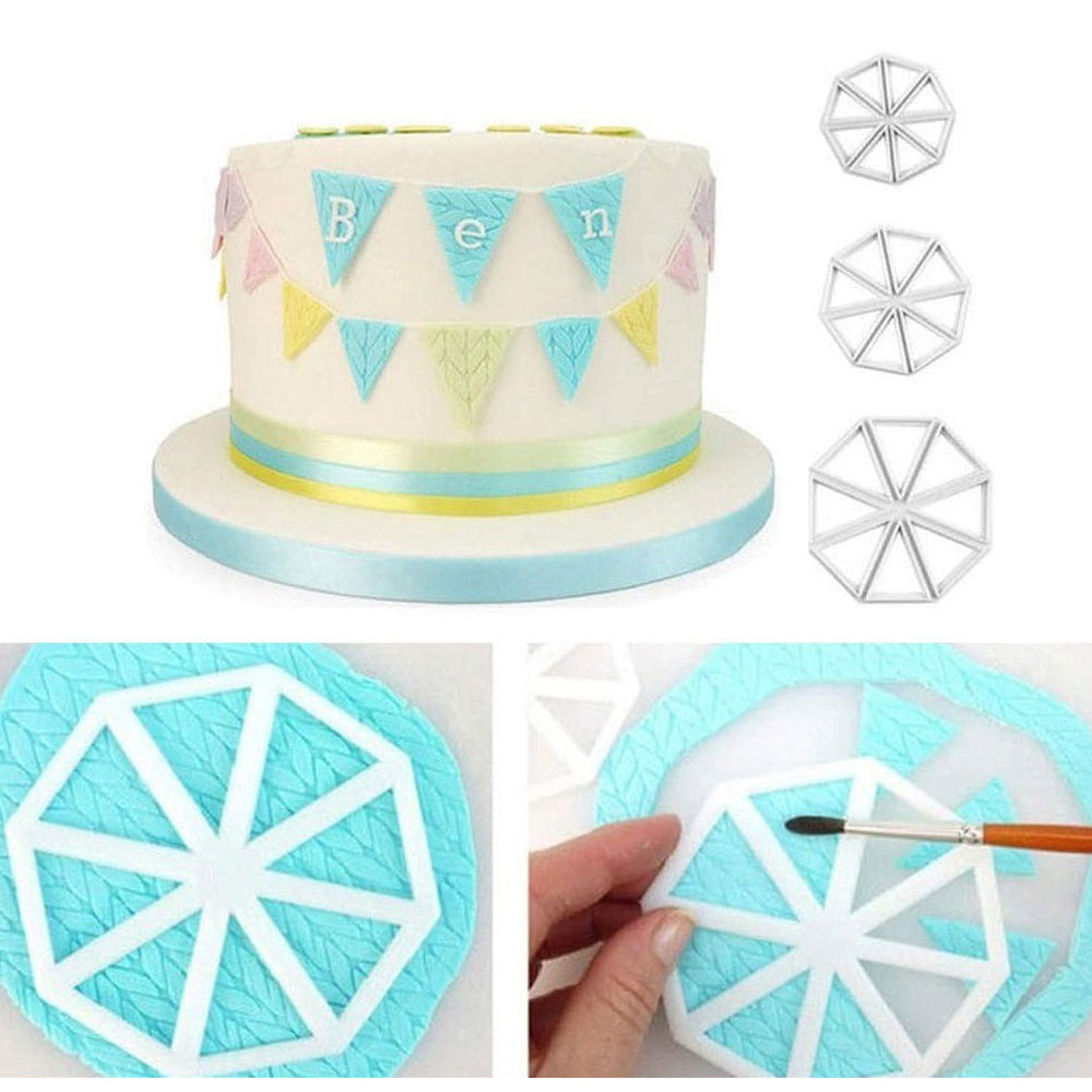 Easy Bunting Fondant Cutter 3Pcs Set Plastic