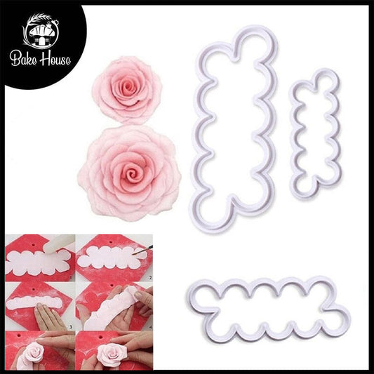 Easy Rose Fondant Cutters 3Pcs Set Plastic