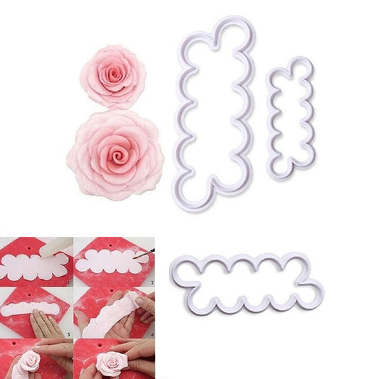 Easy Rose Fondant Cutters 3Pcs Set Plastic