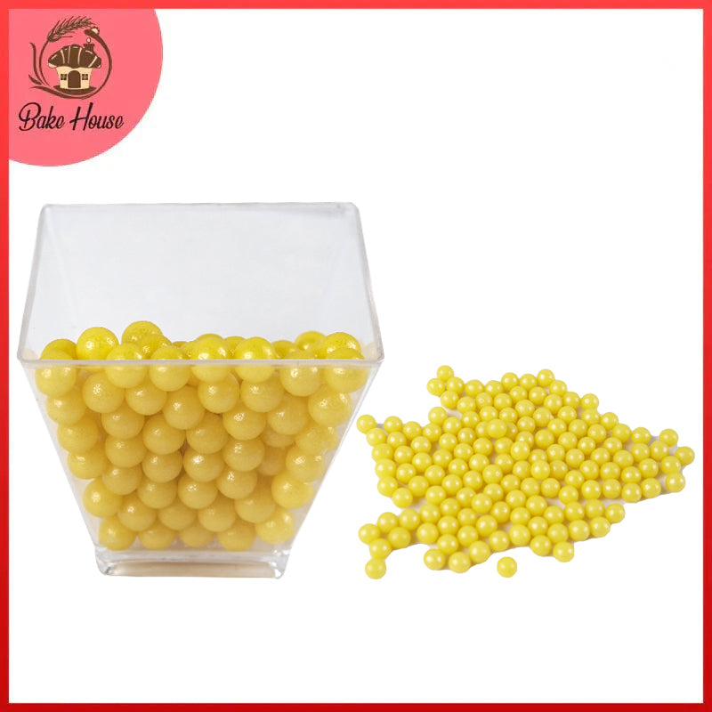 Edible Cake Decorating Pearls Yellow 30g Pack (Large)