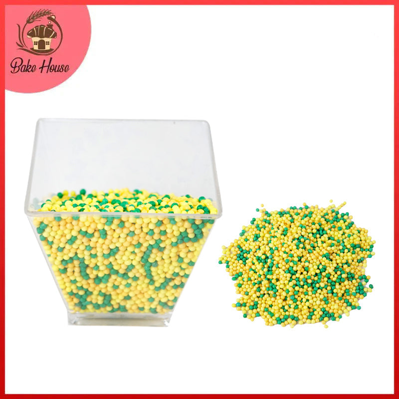 Edible Cake Decorating Pearls Yellow and Green 30g Pack