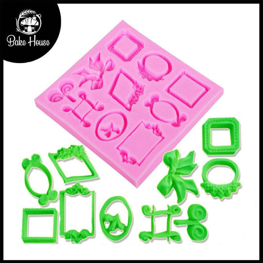 Retro Frame Mirror Bow Silicone Fondant Mold