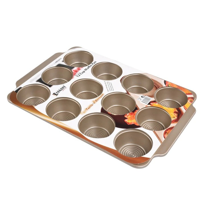 Elegant Non Stick Muffin Pan Texture Bottom 12 Cavity High Quality