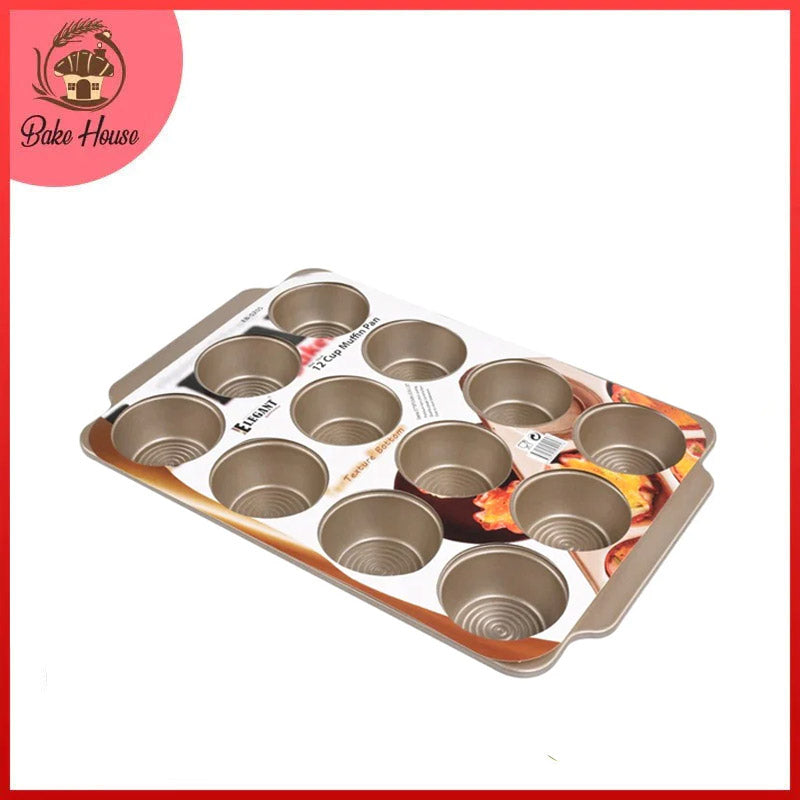 Elegant Non Stick Muffin Pan Texture Bottom 12 Cavity High Quality