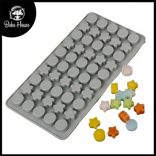 Emoji Embossed Star & Circle Silicone Chocolate Mold 50 Cavity