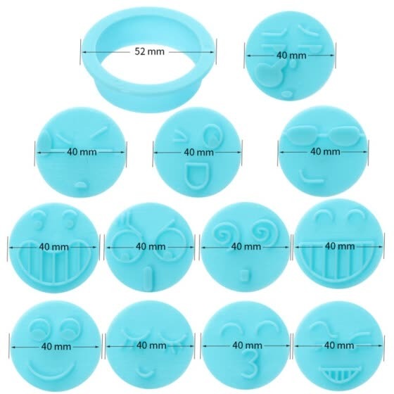 Emoji Fondant & Cookie Cutters 12Pcs Set Plastic