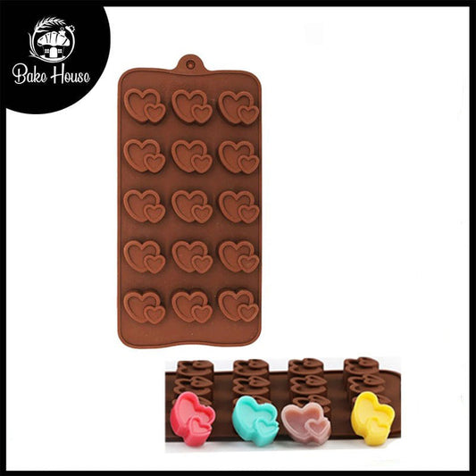 Entwined Hearts Silicone Chocolate Mold (15 cavity)