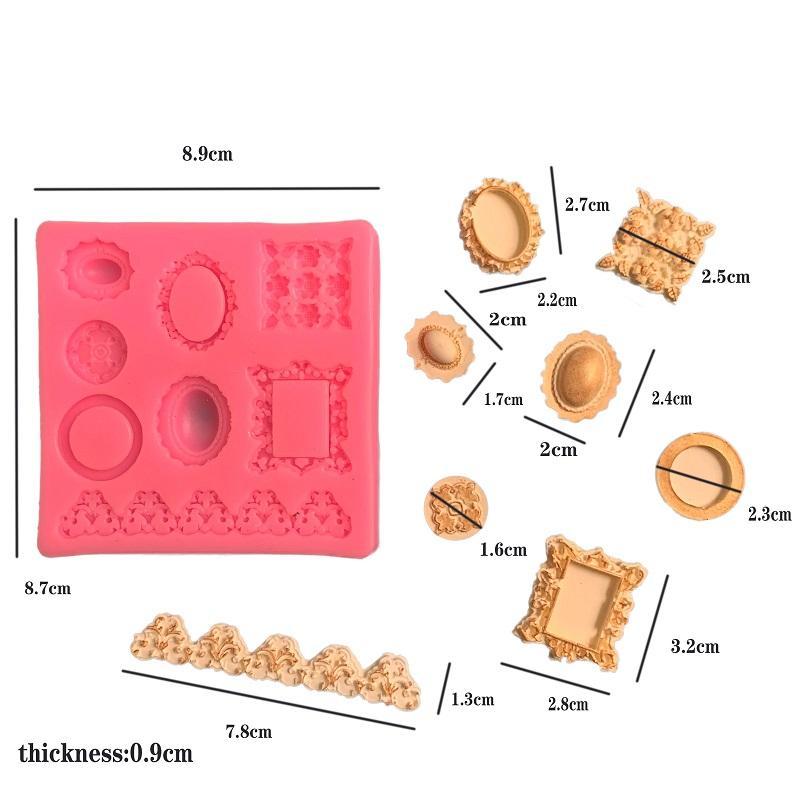 European Retro Gem with Border Silicone Fondant Mold