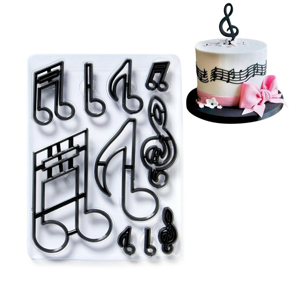 Extra Large Music Notes Fondant & Cookie Cutter 10Pcs Set Plastic