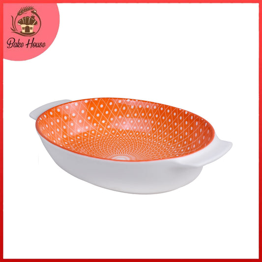 Danny Home Porcelain Orange Oval Dish Medium