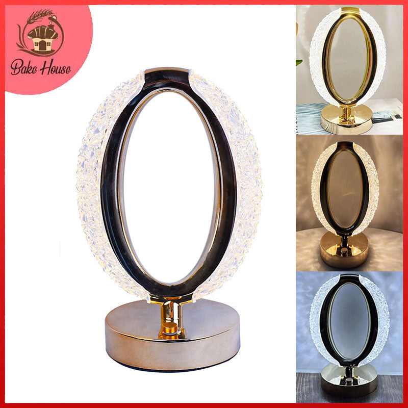 Rechargeable Luxury Eye Shaped Crystal Table Lamp With 3 Colors Touch Control