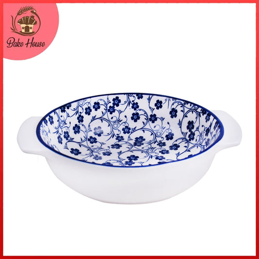 Danny Home Porcelain Blue Flower Round Dish