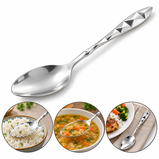 Line Pattern Stainless Steel Dessert Spoon 4Pcs Set