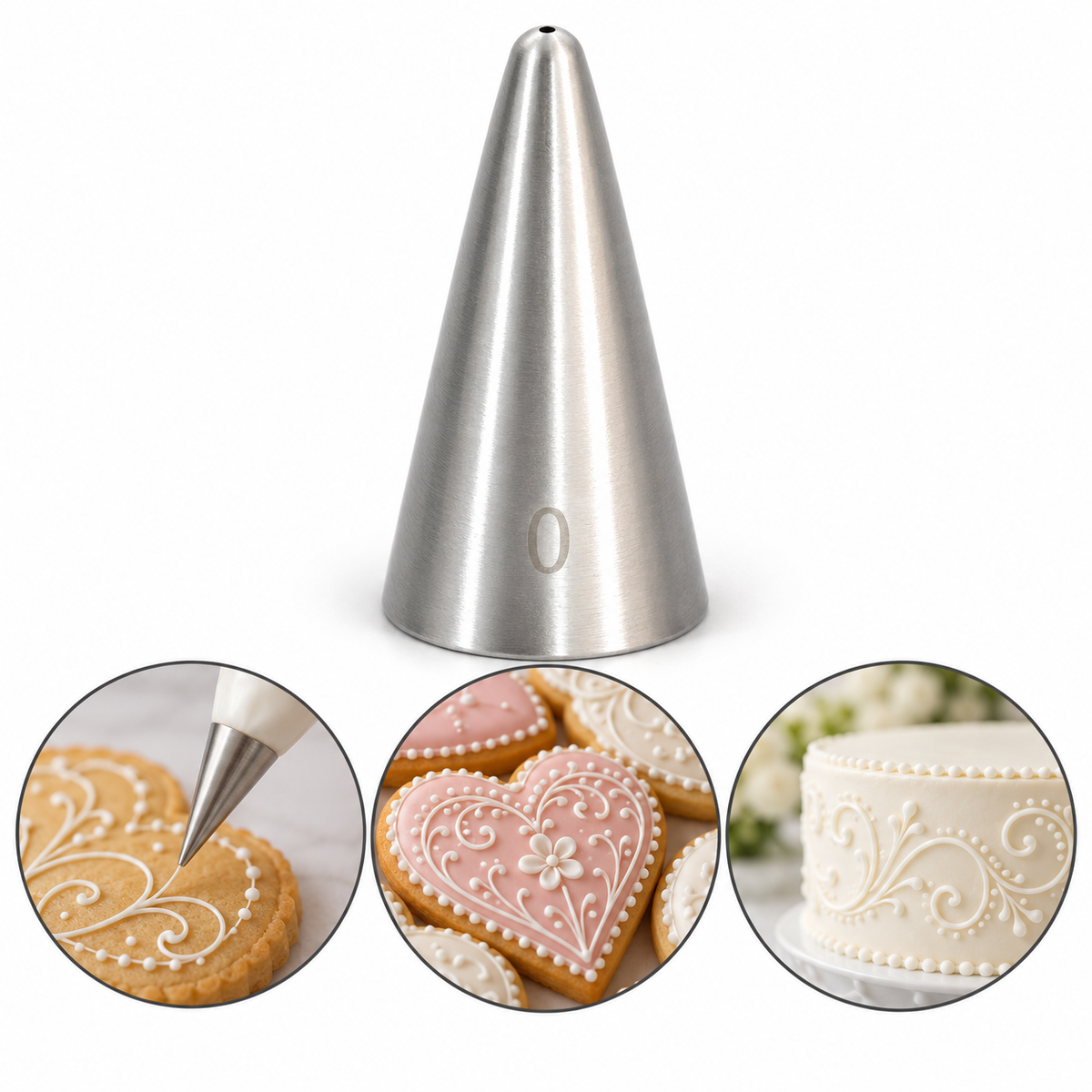Number 0 Cakes, Cupcakes Writing & Drawing Nozzle Stainless Steel