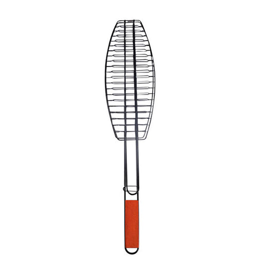 Fish, BBQ Hand Grill Basket Wooden Handle
