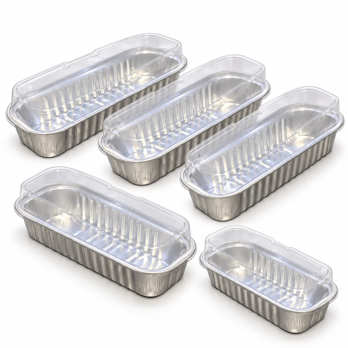 Disposable Aluminum Foil Loaf Silver 5Pcs Set 16.5cm