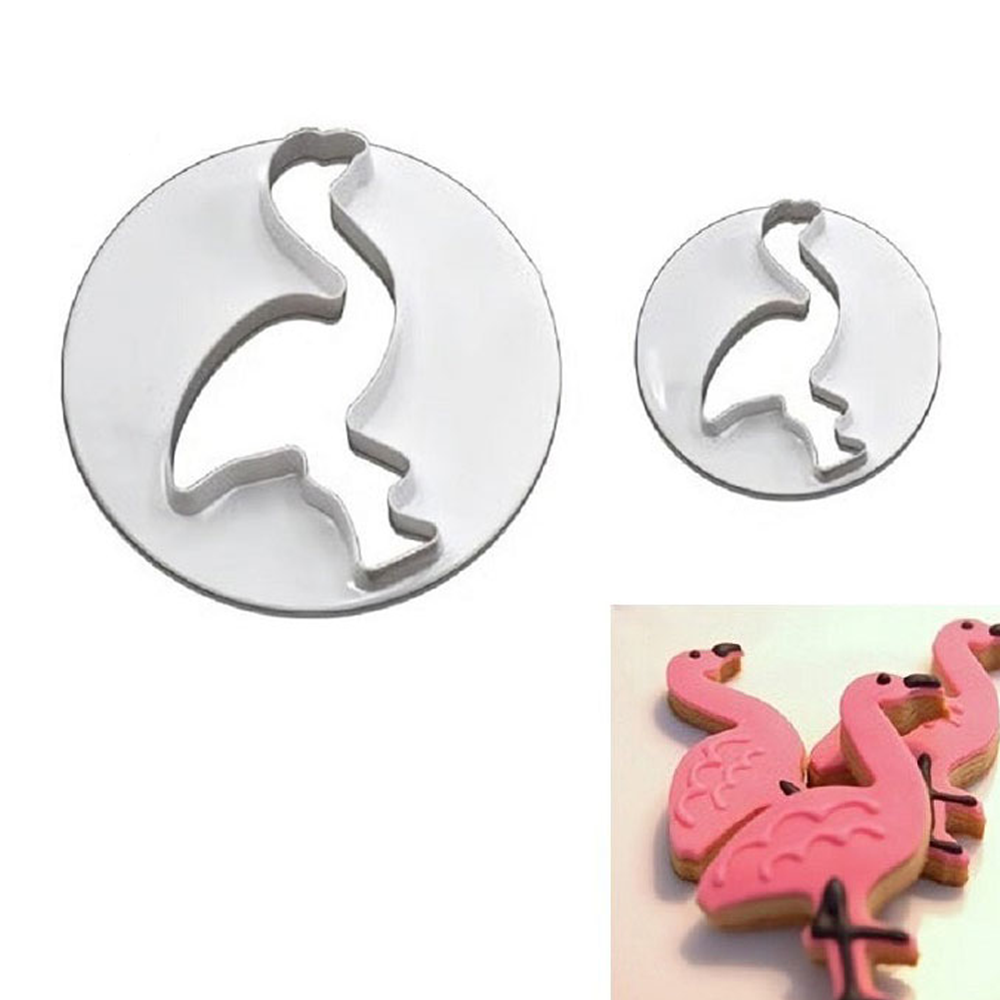 Flamingo Cookie And Fondant Cutter 2Pcs Set Plastic