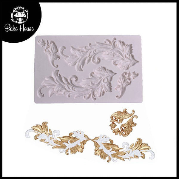 Floral Embroider Silicone Fondant Cake Border Mold
