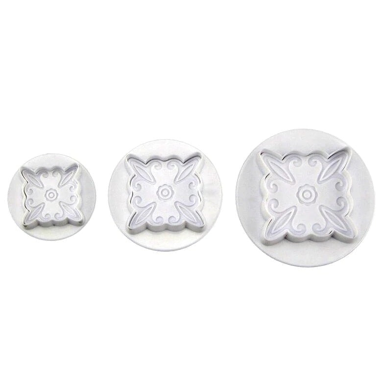 Flower Design Square Plunger Cutter 3Pcs Set