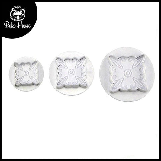 Flower Design Square Plunger Cutter 3Pcs Set