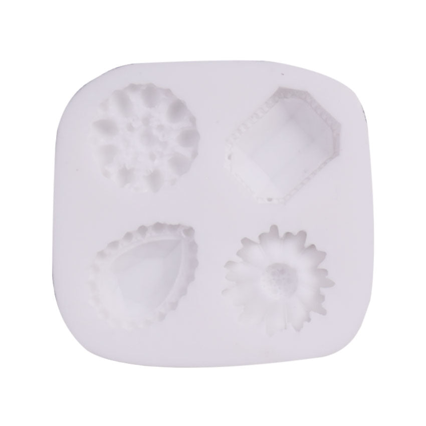 Flower & Gems Silicone Fondant Mold 4 Cavity