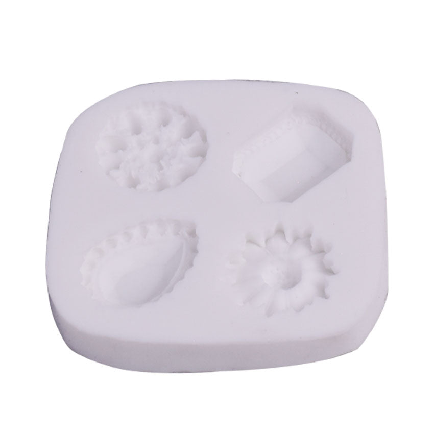 Flower & Gems Silicone Fondant Mold 4 Cavity