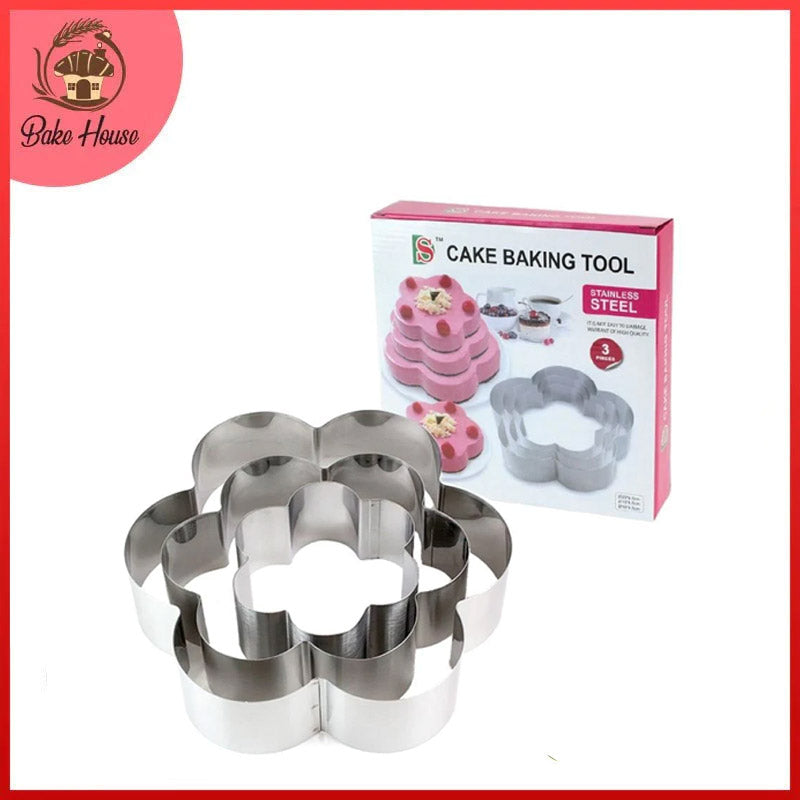 Flower Shape Cake Baking Tool Stainless Steel 3Pcs Set