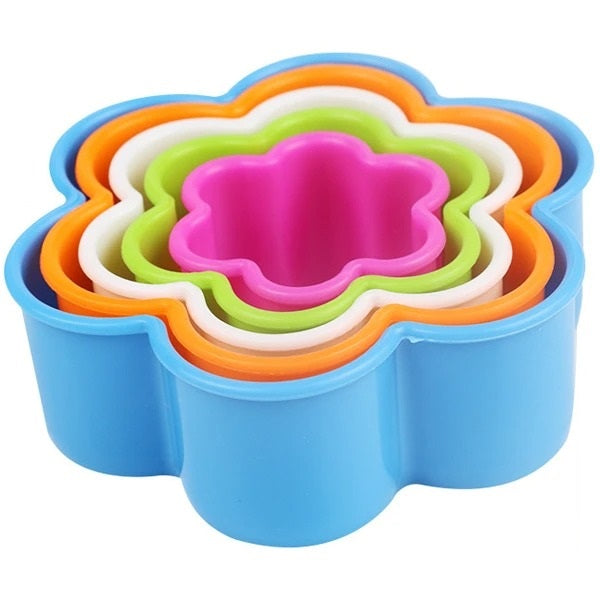 Flower Shape Colorful Cookie Cutter 5Pcs Set Plastic
