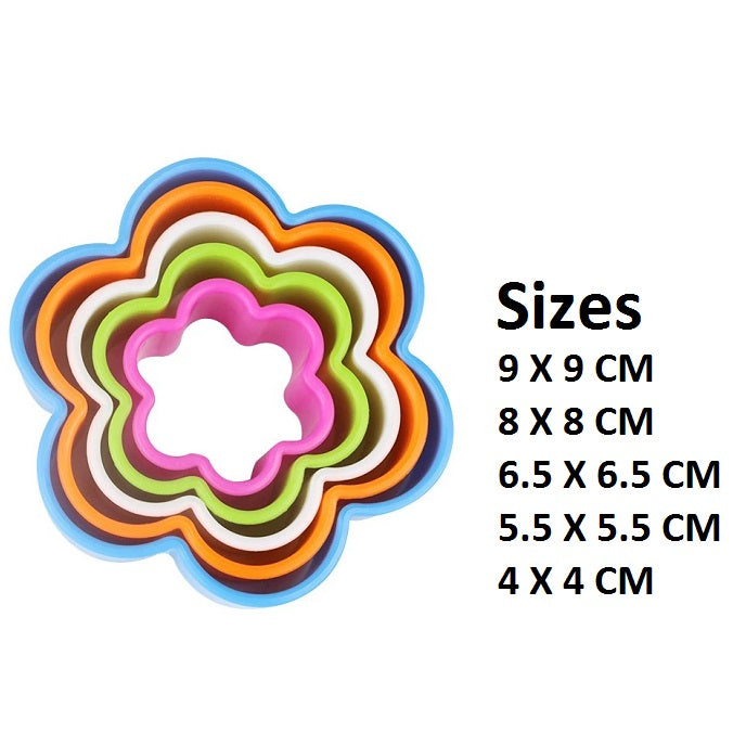 Flower Shape Colorful Cookie Cutter 5Pcs Set Plastic