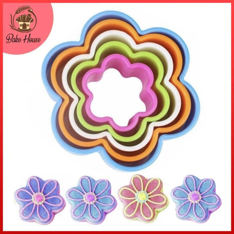 Flower Shape Colorful Cookie Cutter 5Pcs Set Plastic