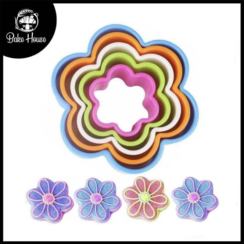 Flower Shape Colorful Cookie Cutter 5Pcs Set Plastic