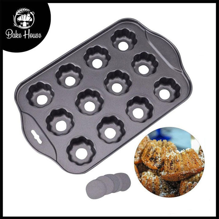 Flower Shape Mini Cheese Cake Pan 12 Cavity Non Stick Lose Bottom